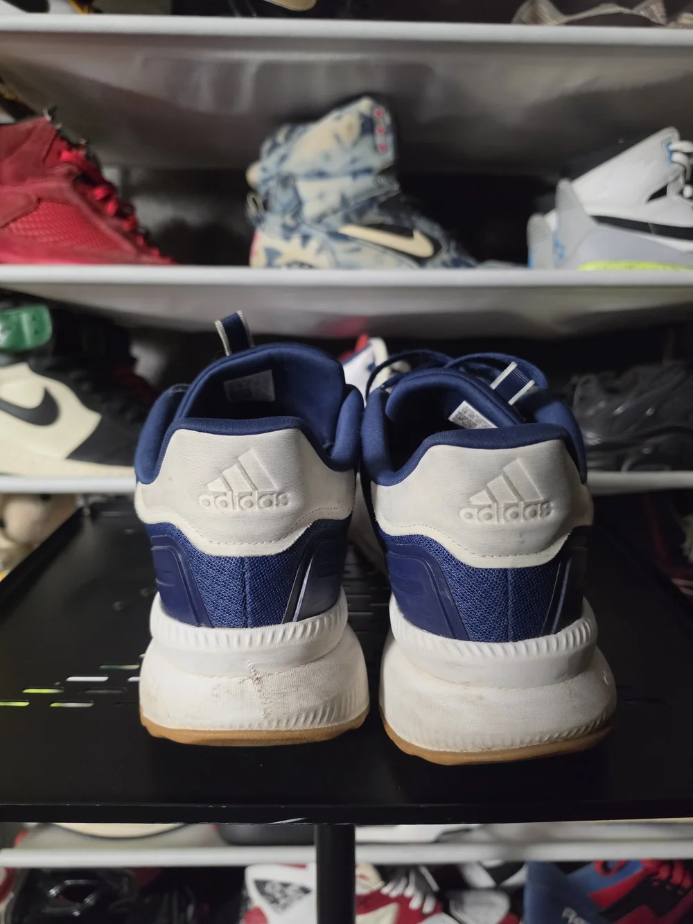 🔥 adidas Cloudfoam Men Size 14 Navy and White Athletic Running Shoes